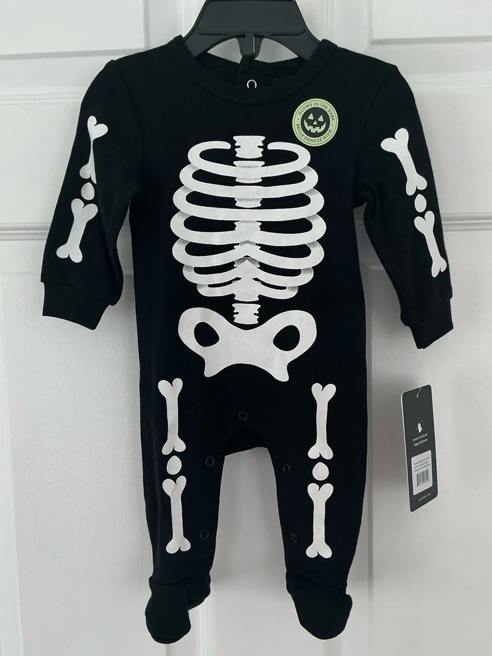 PETIT LEM Glow In The Dark Skeleton Footie | Size NB